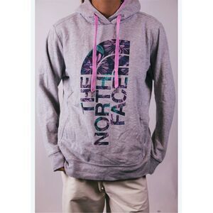 The North Face Gray Floral Half Dome Logo Hoodie Large